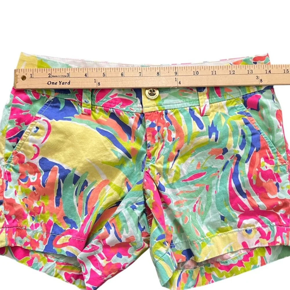 Lilly Pulitzer Callahan Shorts Womens‎ 00 Vibrant Tropical Cotton Stretch Preppy
